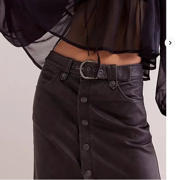 NWT Free People Astoria Vegan Maxi Skirt in Charcoal - Picture 3 of 8